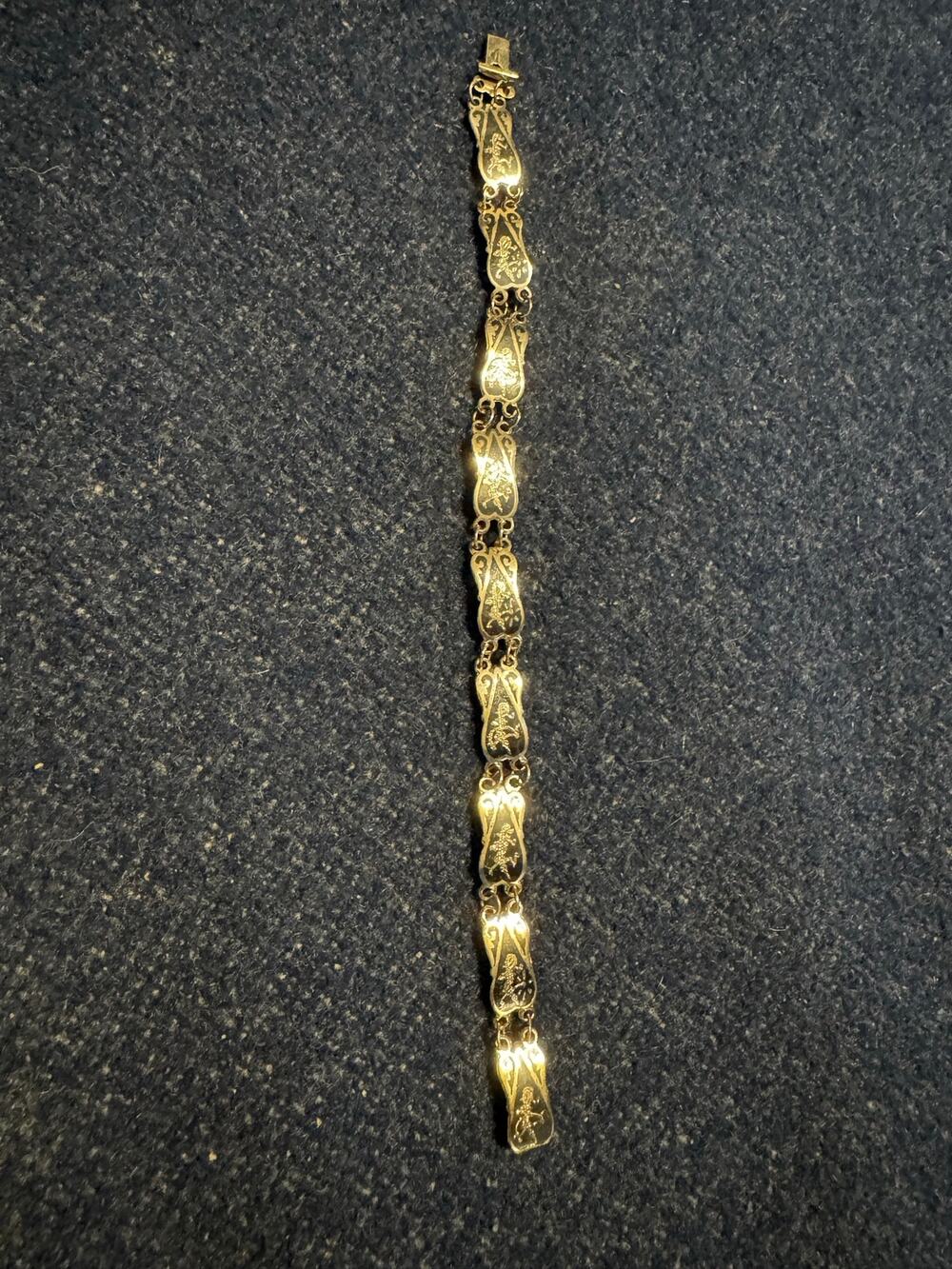 Vintage Siam Sterling Panel Bracelet with Push Clasp